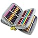 LORJE Multilayer Colored Pencil Case, Large, 52 Slots Gray Pen Bag