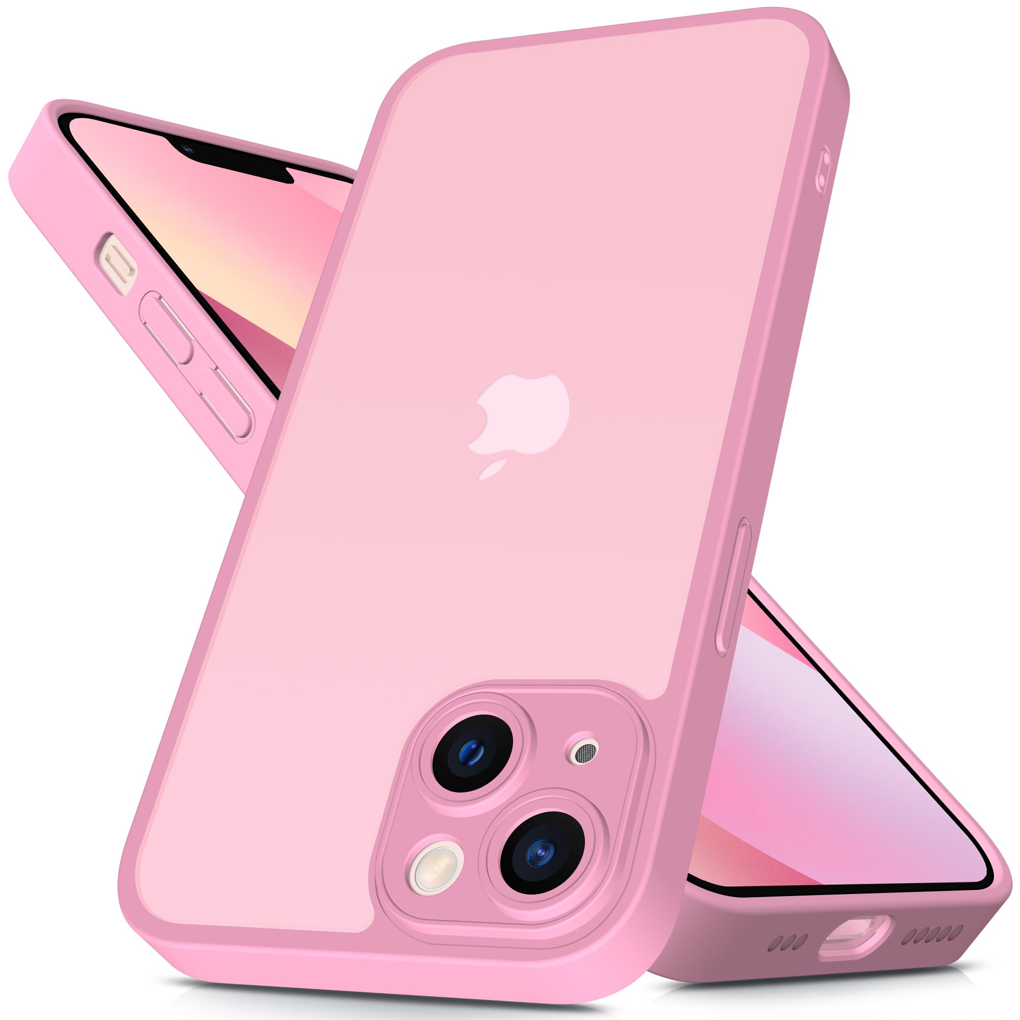 Mootobo for iPhone 13 Case 6.1-Inch, Matte Shockproof Bumper Phone Cover, Military-Grade Protection Ultra Slim 360°Full Body Frosted Translucent Back Phone case for iPhone 13(Pink) — image 1