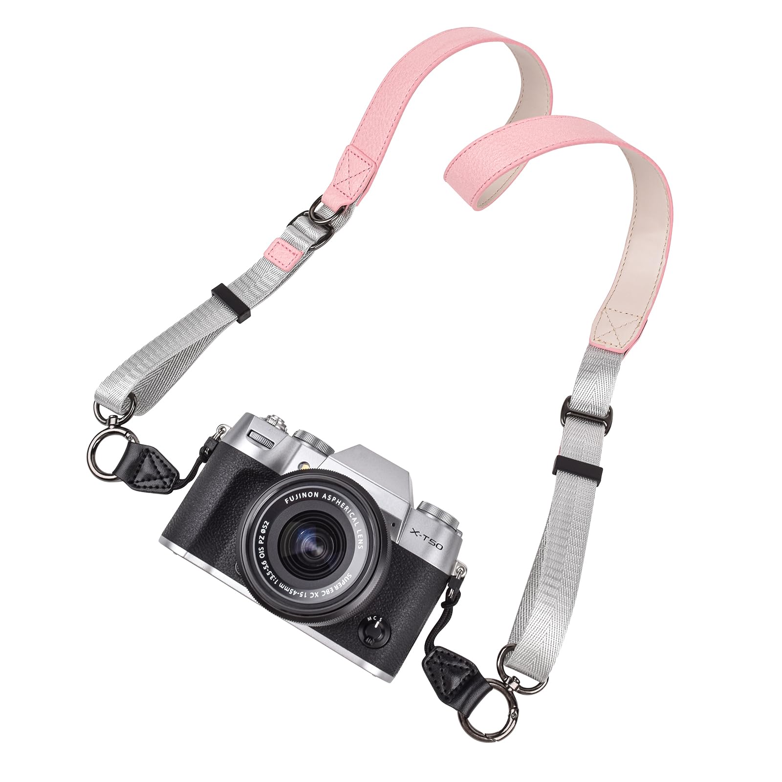 VOVMOEYA Camera Neck Strap,X-T50 body strap PU Shoulder Adjustable Strap for photographers for Fujifilm/for Nikon/for Canon/for Sony/for Minolta/for Panasonic/SLR/DSLR Cameras Litchi Stria-Pastel Pink