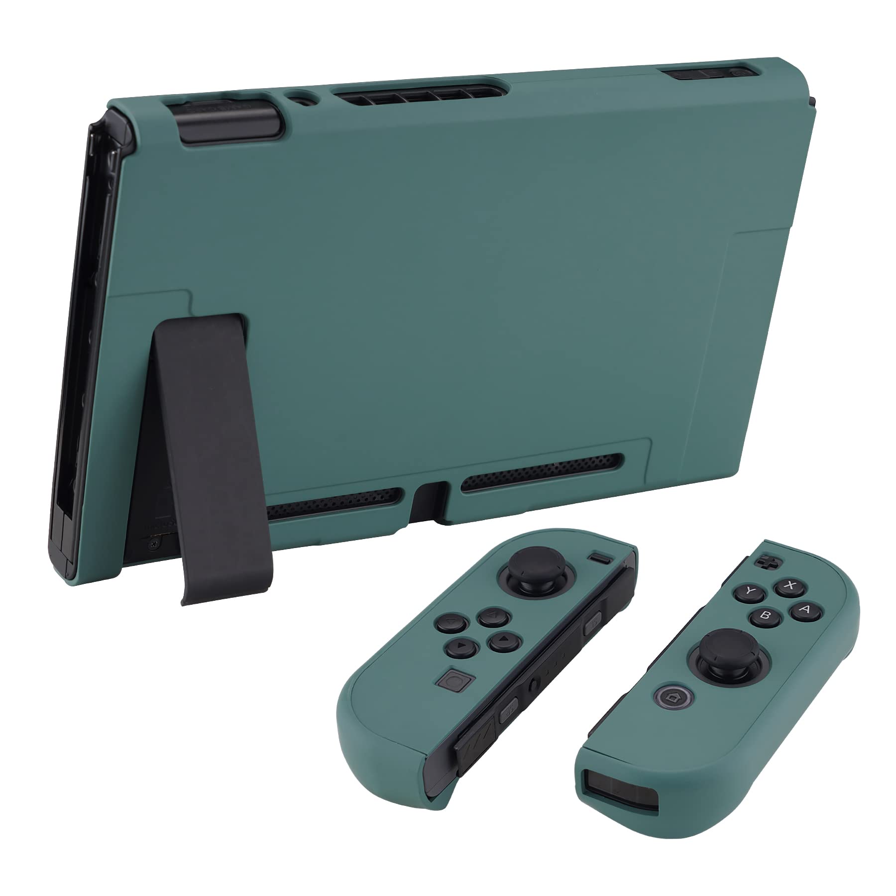 eXtremeRate PlayVital Back Cover for Nintendo Switch Console, Handheld Controller Separable Protector Hard Shell for NS Joycon, Customized Dockable Protective Case for Nintendo Switch - Hunter Green