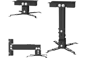 SCREENMAX Projector Ceiling Mount, Projector Wall Mount Adjustable Height and Extendable Arms, 3-in-1 Universal Projector Ceiling Holder, Projector Mount Quick Release for Epson, Optoma, Benq, Black