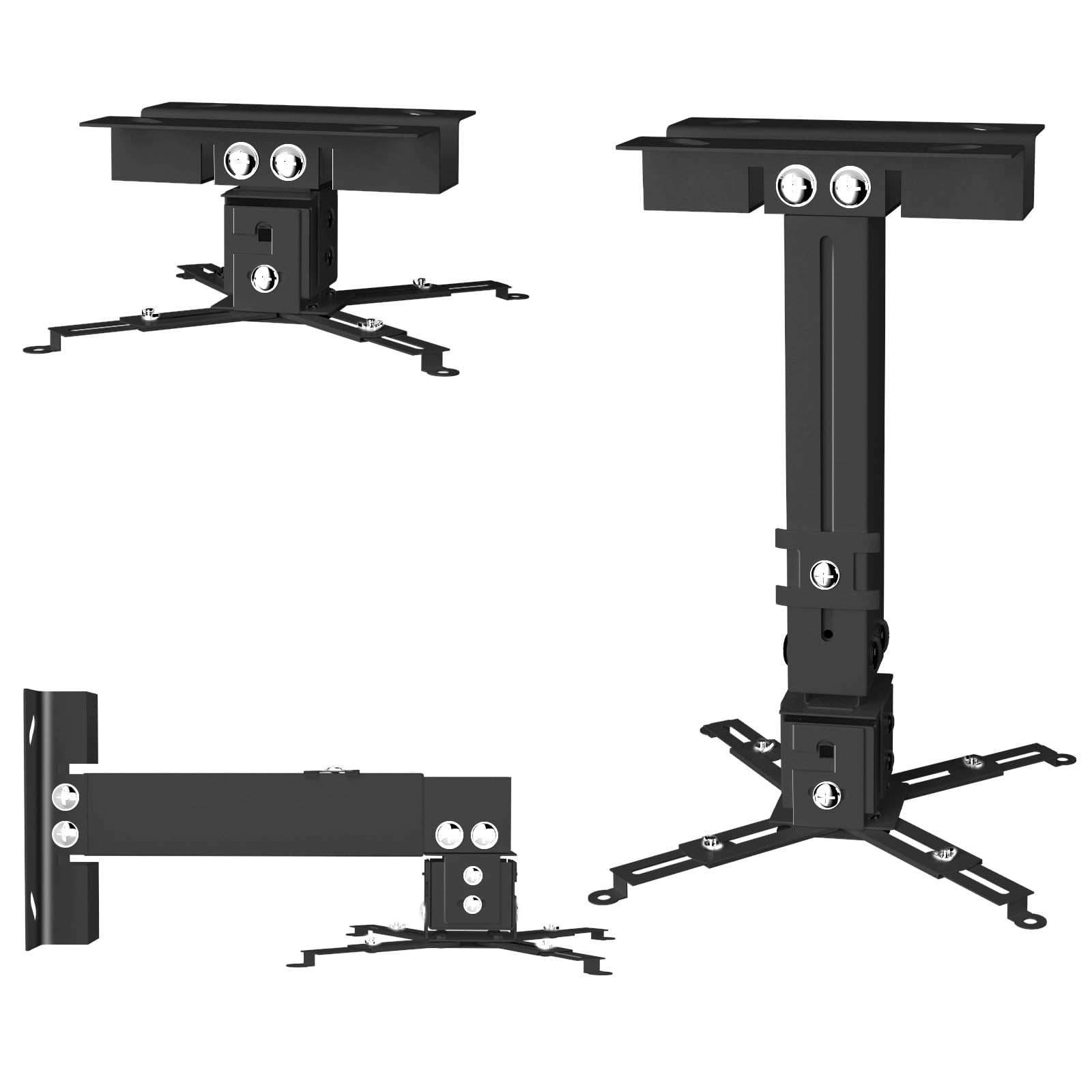 Photo 1 of SCREENMAX Projector Ceiling Mount, Wall Mount Adjustable Height and Extendable Arms, 3-in-1 Universal Ceiling Holder, Projector Mount Quick Release for Epson, Optoma, Benq (Black)