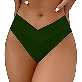 SherryDC Women's V Cut High Waisted Bikini Bottom High Leg Cut Swimsuit Bathing Suit Bottoms