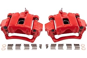 TRQ Rear Brake Caliper Set Painted Red Brackets Compatible with 2003-2009 Toyota 4Runner 2007-2014 Toyota FJ Cruiser