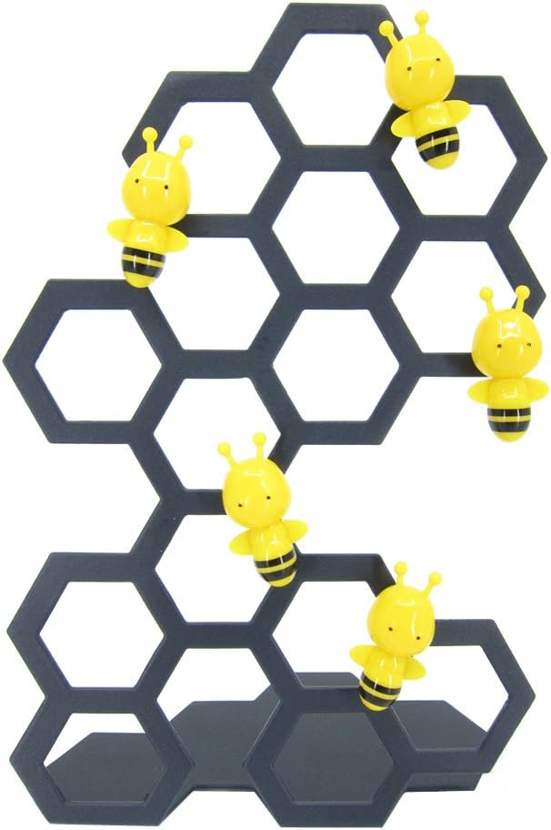 Bee Magnets Steel Hive Holder / Decorative Desk Organizer for Photo Holder, Memo Holder, Business Card Holder (Black)