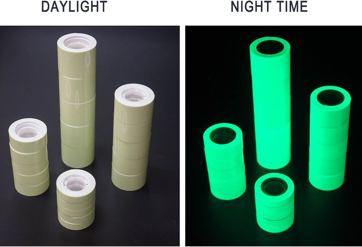 DUOFIRE Luminous Tape Sticker,9.84' Length x 0.47" Width (1.2cm3m) High Luminance Glow Removable Waterproof Photoluminescent Glow in The Dark Safety Tape (Size-No.5): Arts, Crafts & Sewing