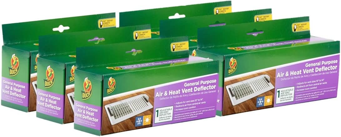 Registers, Grilles & Vents - Duck Brand 286764 Air and Heat Vent Deflector, Adjusts from 10 in. to 14 in, Clear, 6 Pack