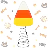Zomiboo 4 Inch Halloween Tree Decorations, Mini Candy Corn Tree Topper | Mini Halloween Candy Corn Ornaments with Metal Spring Base, Tabletop Displays, Fall Thanksgiving Party Decoration Supply Gift