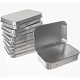 Hulless Small Hinged Tin Box Metal Tins Storage Containers, Silver 6Pcs | Portable Craft Organizer for Home Storage to pills, candies, herbs, planting seed, nail art etc