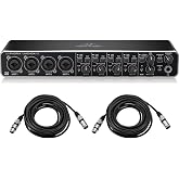 Behringer Behringer U-PHORIA UMC404HD Audiophile 4x4, USB Audio/MIDI Interface with MIDAS Mic Preamplifiers Bundle With 2x 25' HA XLR M to F Professional Microphone Cables