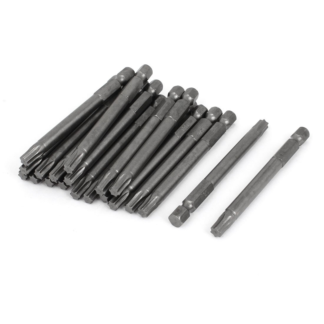 sourcing map T30 1/4" Hex Shank 75mm Long Magnetic Torx Screwdriver Bits Gray 20pcs