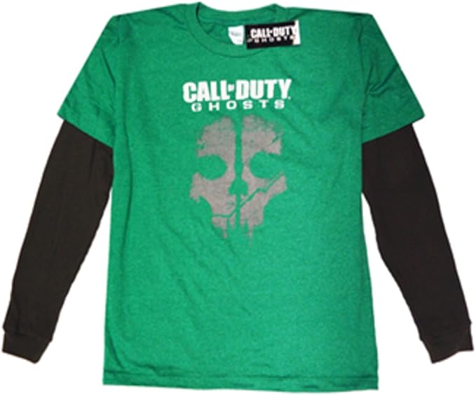 Amazon.com: Call of Duty Ghosts Long Sleeve Kid's Youth T-Shirt (L, Green): Clothing