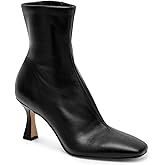 Coutgo Womens Kitten Heel Ankle Boots Square Toe Side Zipper Dressy Booties Fall Shoes