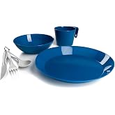 GSI Outdoors Cascadian Table Set I 6-Piece Camping, Backpacking Mess Kit, Plastic BPA Free, Plate, Bowl, Mug, Cup &amp; Cutlery Set