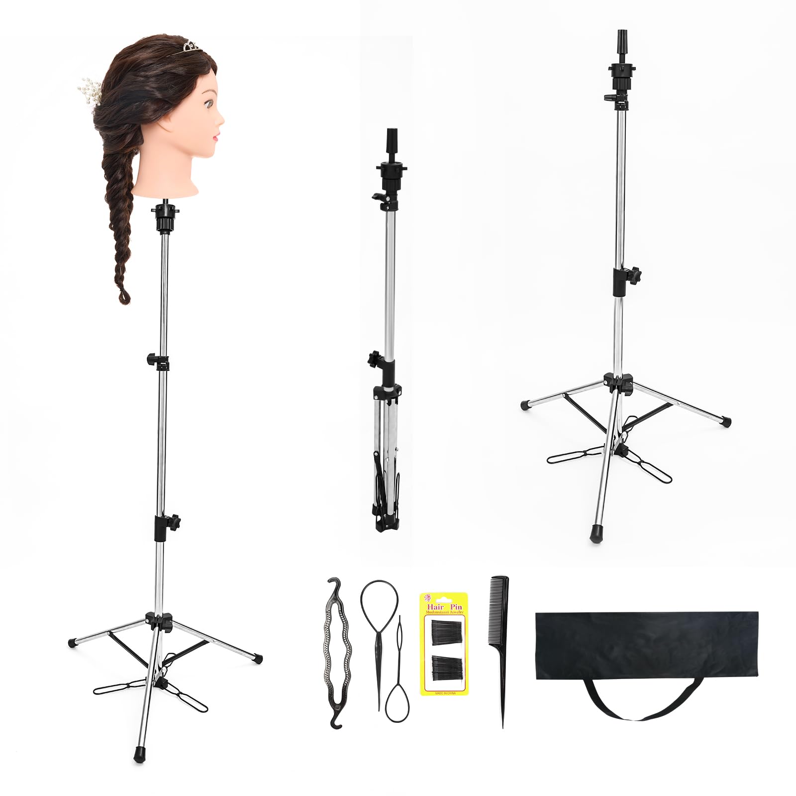 Neverland Beauty Wig Stand Tripod with Foot Pedal - Adjustable Mannequin Head Stand Manikin Mannequin Head Holder for Hairdressing Styling Head(47-130CM)