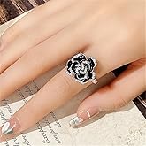 Vintage 925 Sterling Silver Shiny Full Diamond Rose Ring 18K Gold Cubic Zirconia Promise Rings CZ Diamond Multi Row Cocktail Rings Eternity Engagement Wedding Band Ring for Women Z.73 (US Code 9)