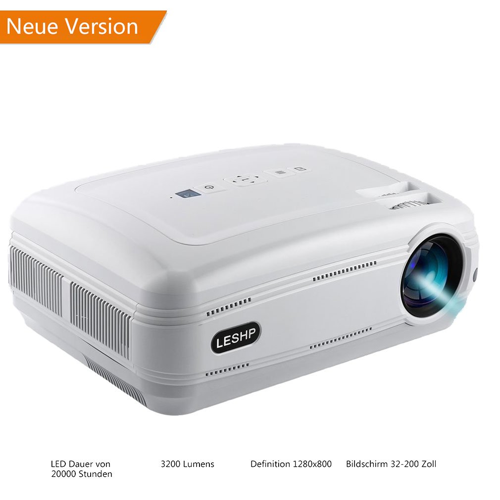 Proyector LED, ICOCO LESHP Proyector Full HD 1080P 3200 Lúmenes Proyector Video Portátil Proyector LCD Home Cinema Soporte TV HD...