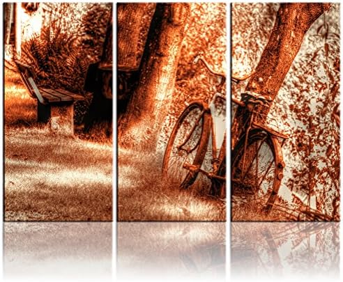 JOJOIL ART Living Room Fitted Retro Times Bicycle Snowcovered Scenery Excelent Canvas Print Wood Framed Art Work
