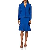 Le Suit Womens Crepe 3-Button Jacket & Flounce Skirt