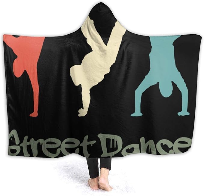Street Dance Shirt Breakdancing Blanket Mens Hooded Blanket Sherpa Blankets 80"x60