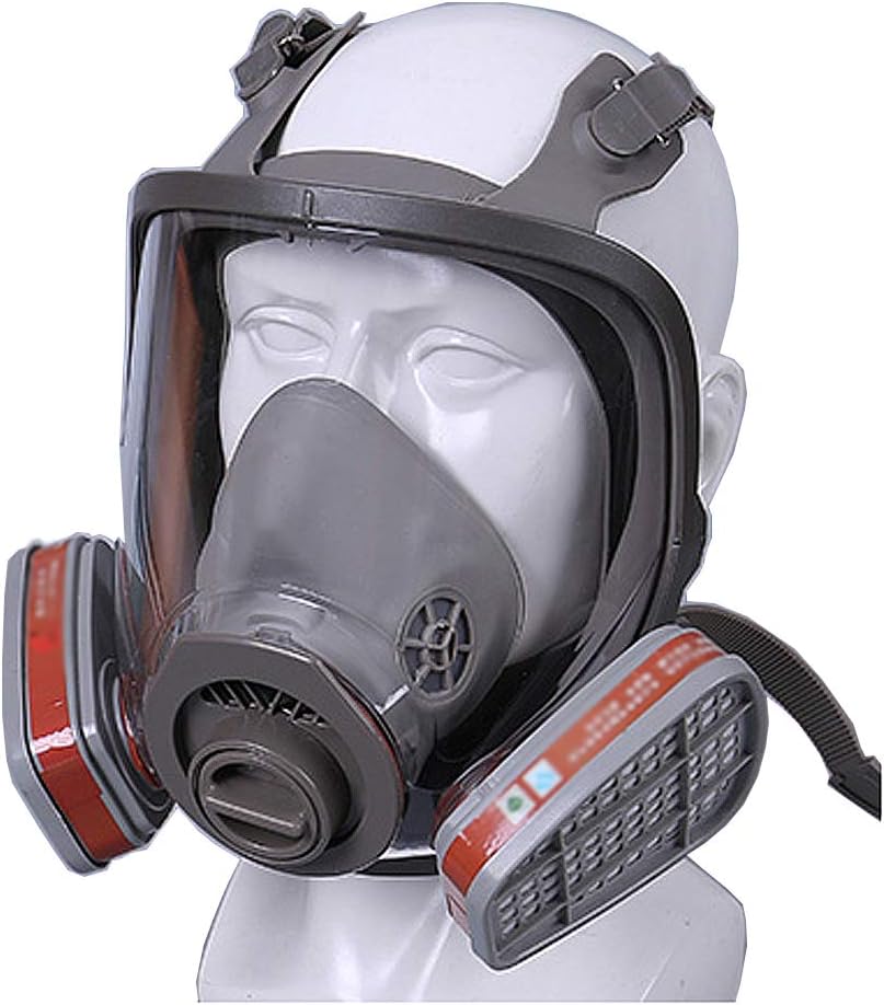 WFLJ Full Facepiece Respirator, Full Face Respirator with 2 Filtering Electrostatic Cotton and Activated Carbon Box, Effectively Blocks for Chemical Gas, Dust, Organic Vapors