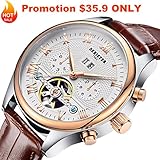 Derieter Automatic Mechanical Skeleton Imitate Tourbillon Watch Men Rose Gold Mechanical Wrist Watches