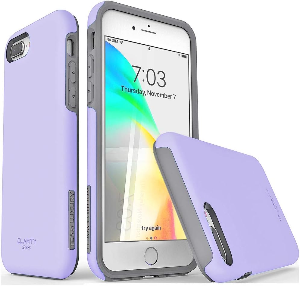 TEAM LUXURY iPhone 7 Plus case/iPhone 8 Plus case, [Clarity Series] Purple [G-II] Ultra Defender TPU + PC Shock Absorbent Protective Case - for Apple iPhone 7 Plus & 8 Plus 5.5