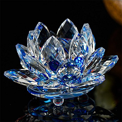 Gold Happy 80mm Quartz Crystal Lotus Flower Crafts Glass Paperweight Fengshui Ornaments Figurines Home Wedding Party Decor Gifts Souvenir