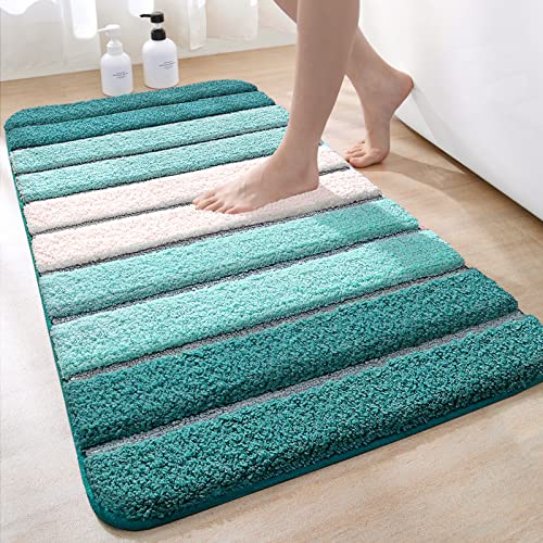 DEXI Badematte rutschfest 60 x 90 cm, Weich Badezimmerteppich Saugfähige Badteppich Waschbar Badvorleger für Badezimmer, Dusche, Badewannen, Grün