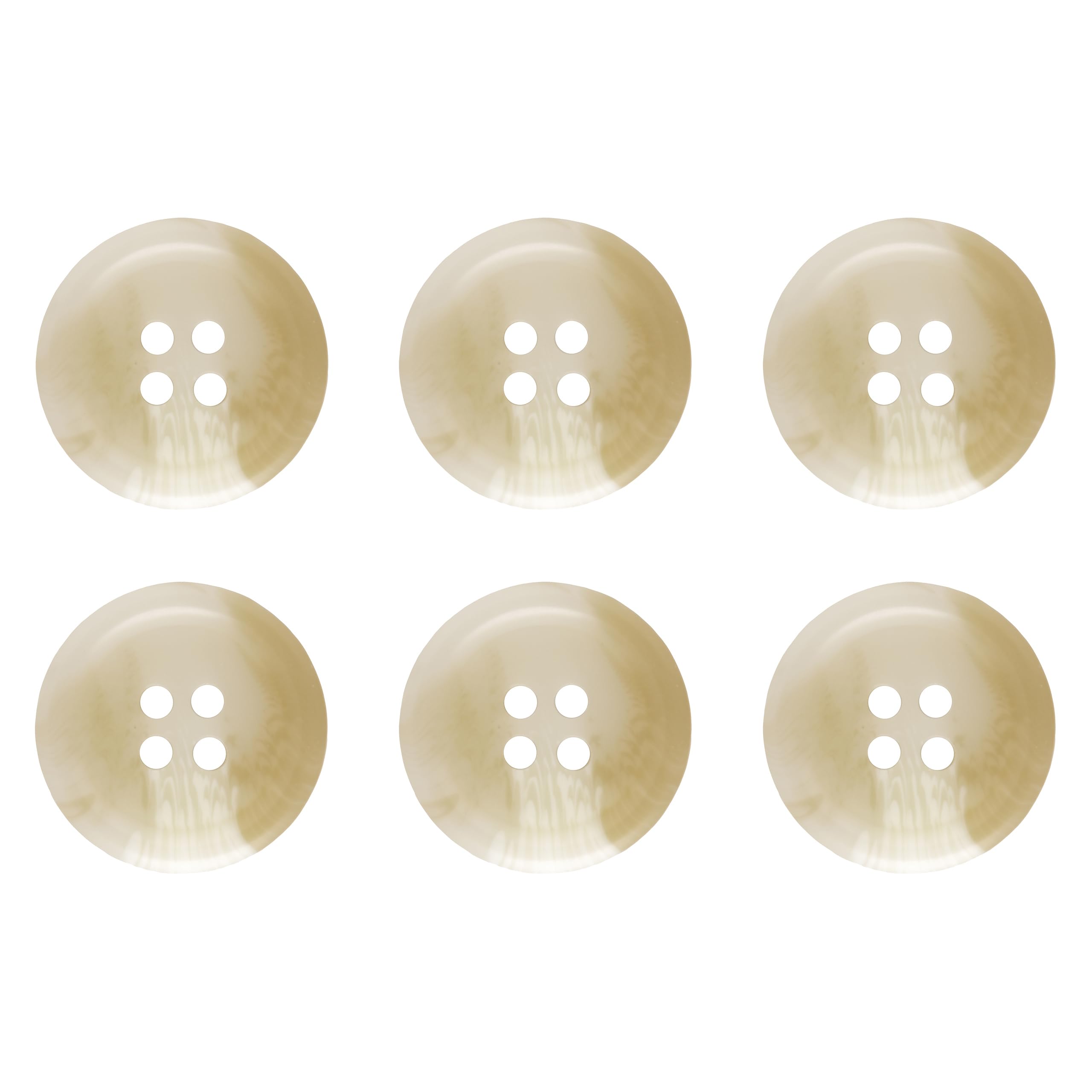 Pack of 6 Cream 20mm Round Faux Horn Sew On Plastic Buttons for Coats Jackets Cardigans Flat 4 Holes 32L — image 1