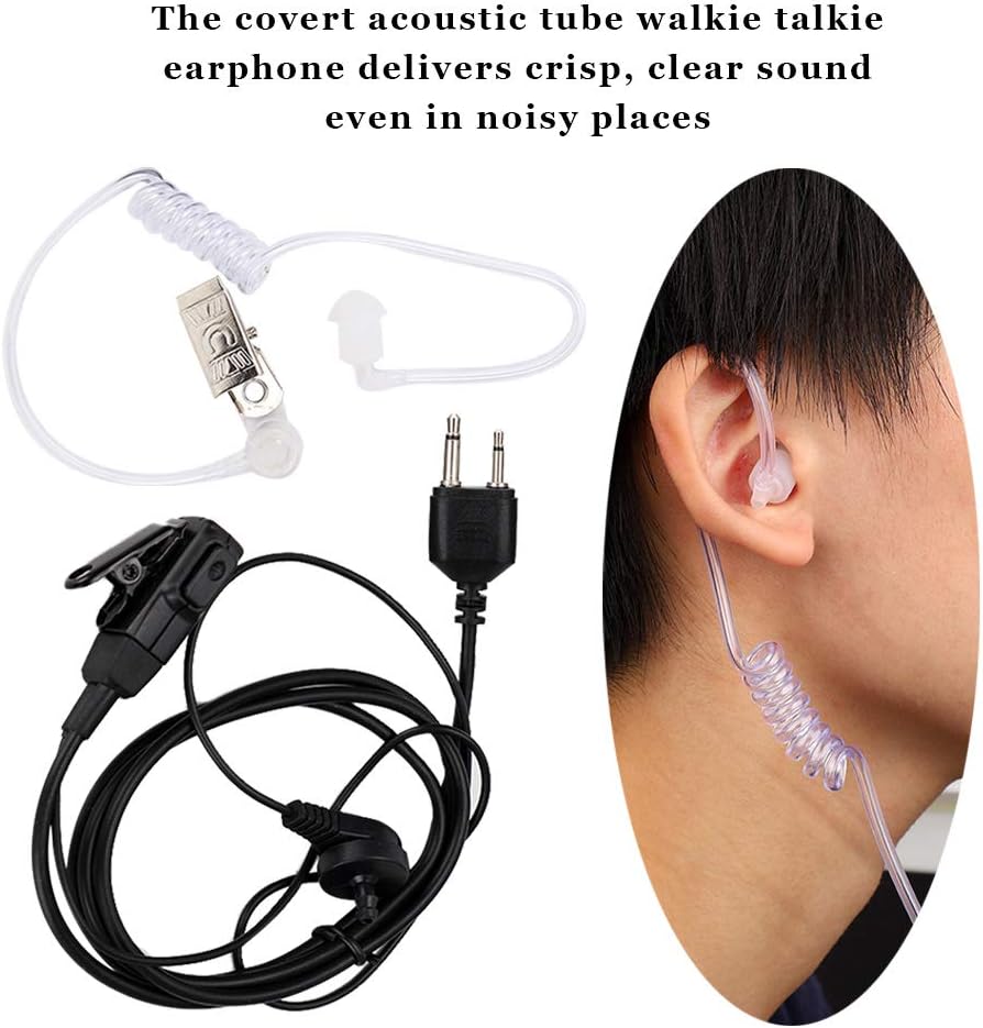 2 Pin Walkie Talkie Headset, Two Way Radio In-ear Earpiece PTT MIC for 2-pin Models Walkie Talkies - Image 3