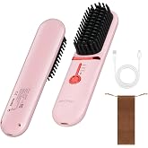 DENTAISyn Cordless Hair Straightener Brush - Portable Hair Brush for Travel - 30s Fast Heating - Portable Straightening Brush for Travel, Mini Hot Straightening Comb for Women