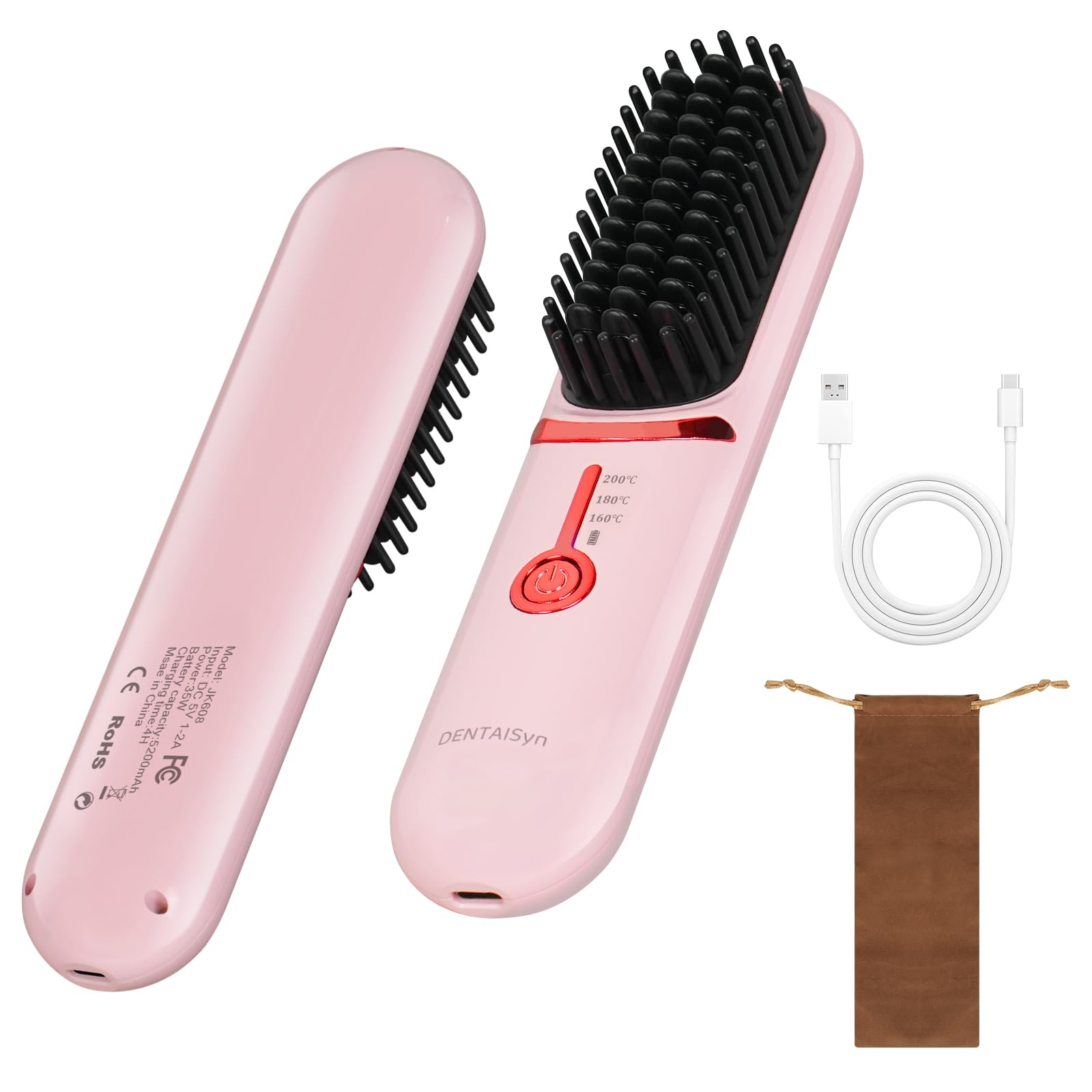 Photo 1 of Cordless Hair Straightener Brush - Portable Hair Brush for Travel - 30s Fast Heating - Portable Straightening Brush for Travel, Mini Hot Straightening Comb for Women