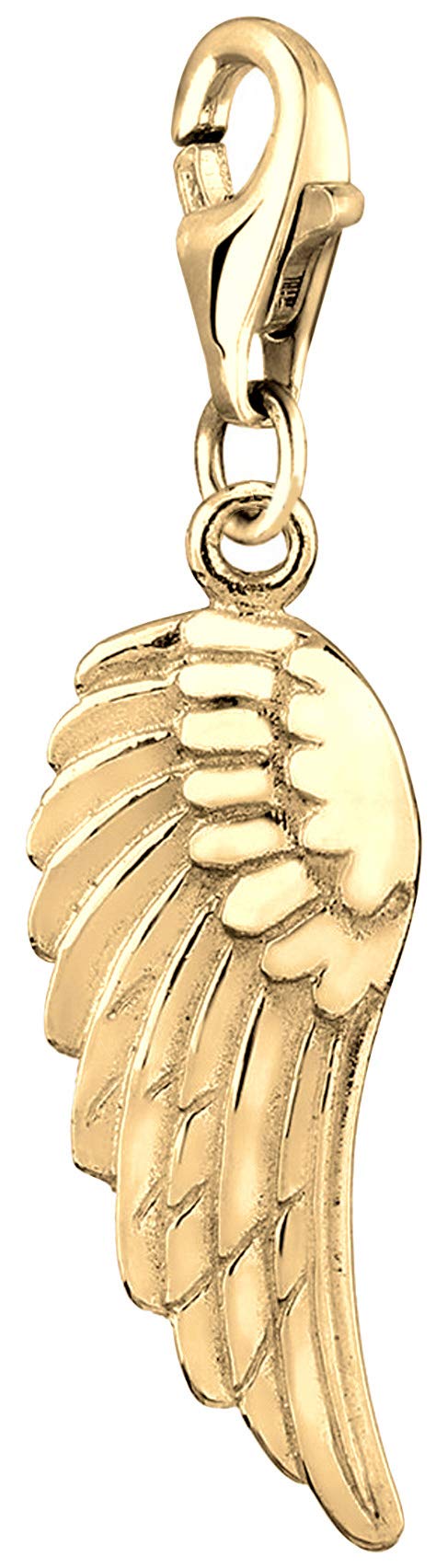 Nenalina 0401542119 Golden Angel Wings Carabiner Charm Pendant for Charm Bracelet 925 Sterling Silver