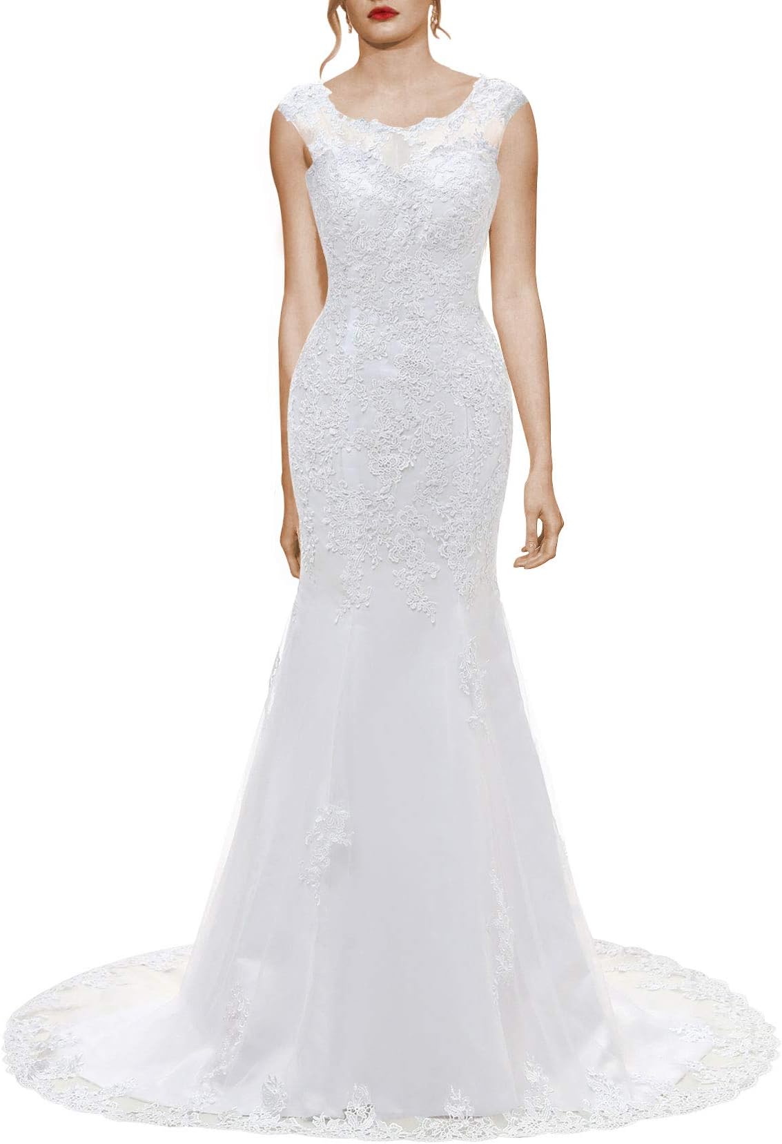 Wedding Dress for Bride Lace Bridal Dress Mermaid Bride Dresses with Long Train