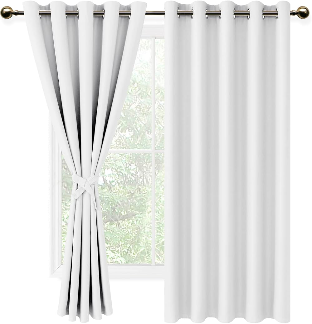 DWCN Greyish White Blackout Curtains 66x54 two panels with grommets