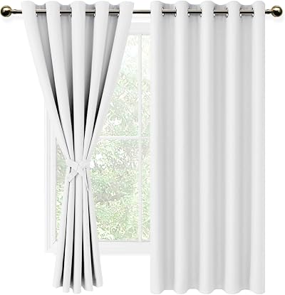 DWCN Greyish White Blackout Curtains 66x54 two panels with grommets