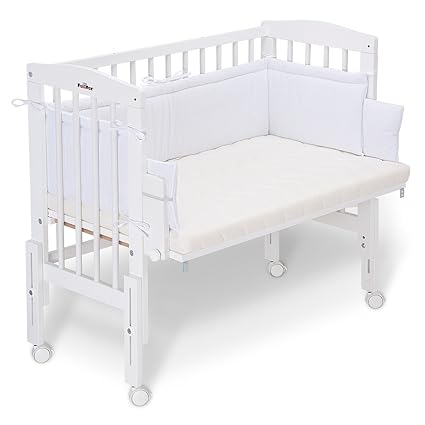 FabiMax 2623 Beistellbett PRO weiß mit Matratze COMFORT und Nestchen Amelie weiß