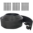 33FT Landscape Edging No Dig, 4 in Tall Garden Edging Borders with 30 Spikes,Flexible Lawn Edging Kit Plastic Mini Fence Borders for Grass Flower Beds, Pavement,Yard -Black