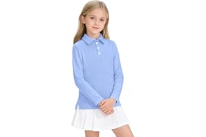 NUMYEAN Girls Uniform Shirts Long Sleeve Polo Shirt for Girls School Uniform Shirts Size 5-14 Years