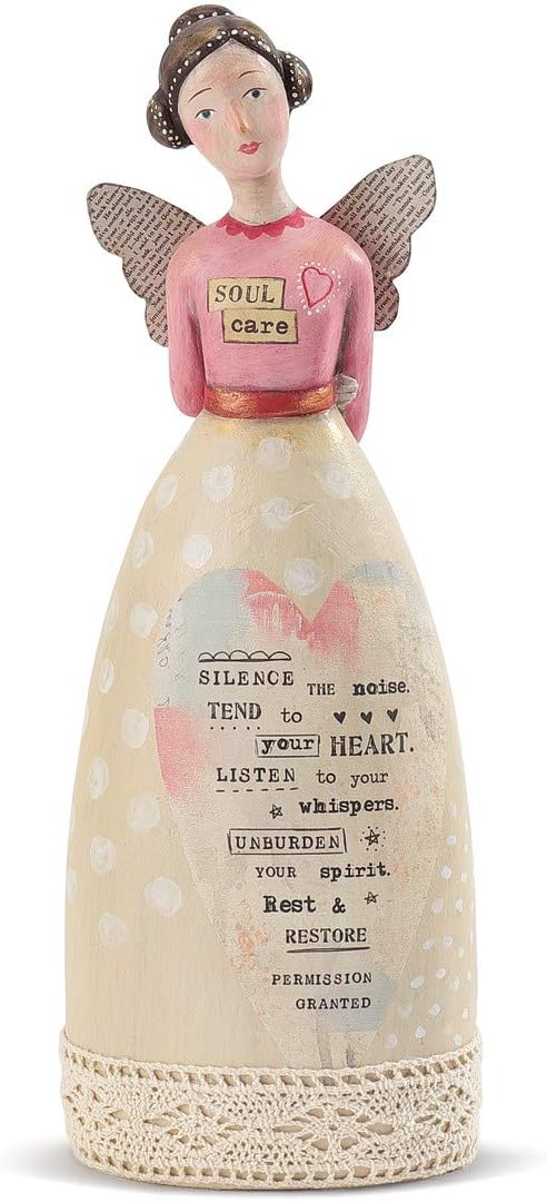 DEMDACO Soul Care Angel Silence Noise Floral Pink 11 x 4 Paper Pulp Collectible Figurine