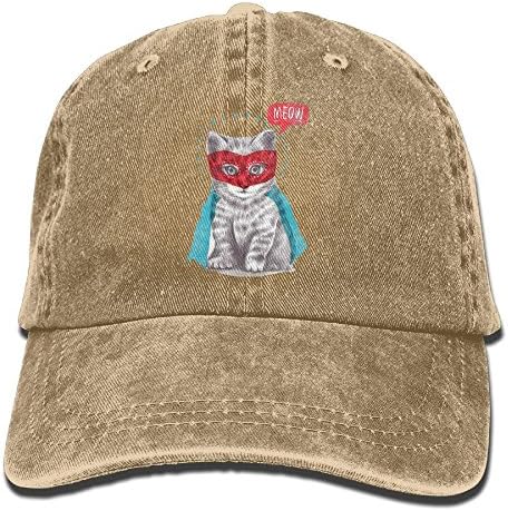 WGMHQQ Unisex At Your Call Super Meow Kitty Fashion Cotton Denim Cap Baseball Caps