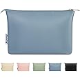 Narwey Small Makeup Bag for Purse Small Cosmetic Bag Women PU Leather Travel Makeup Pouch Zipper Pouch (Greyish Blue)