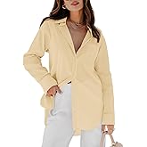 siliteelon Womens Button Down Shirts Dress Shirts Long Sleeve Blouses V Neck Solid Casual Tunics Tops with Pockets