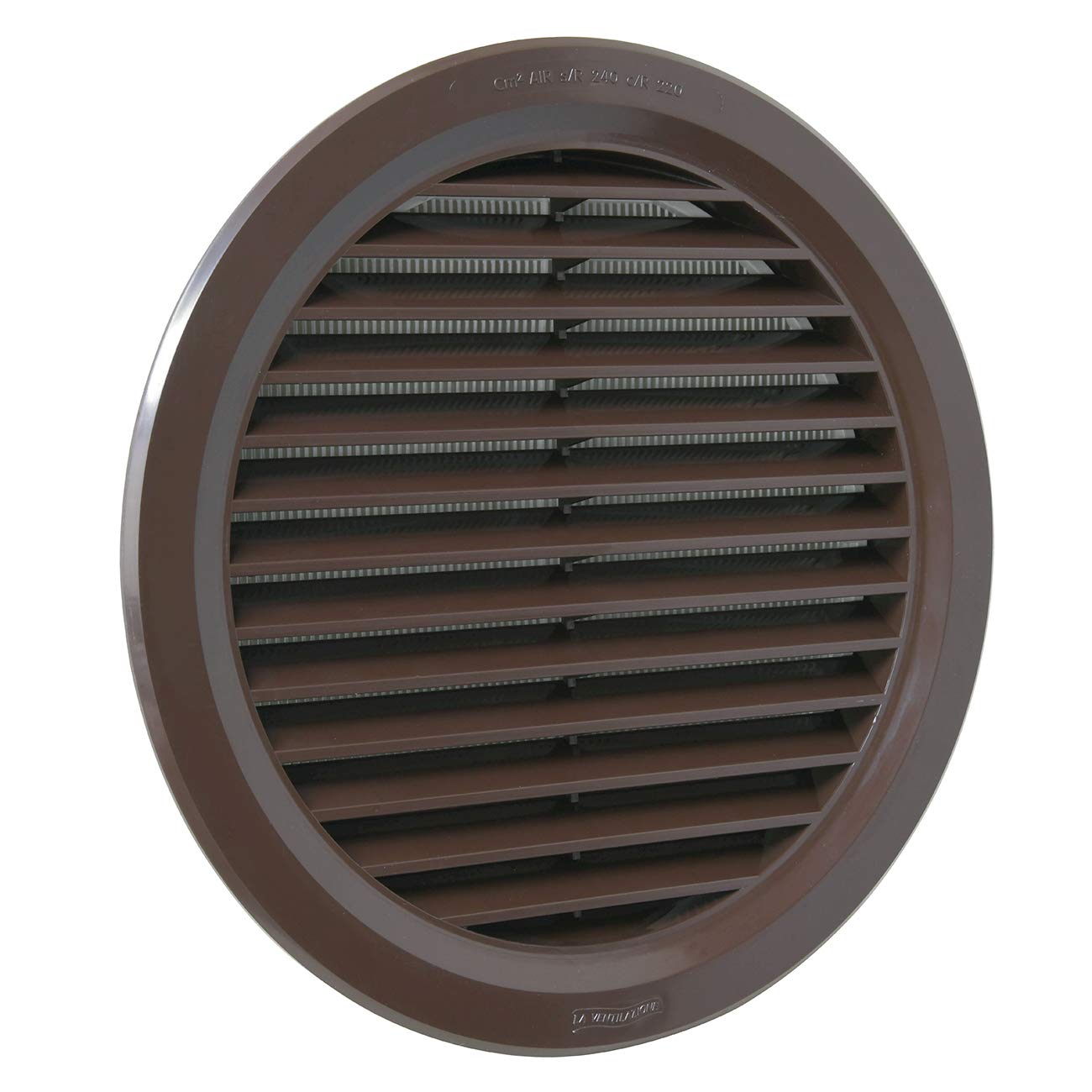La Ventilazione T20RM Round Ventilation Grille in Brown Plastic, recessed, with Insect net. Diameter 238mm, ø 238 mm