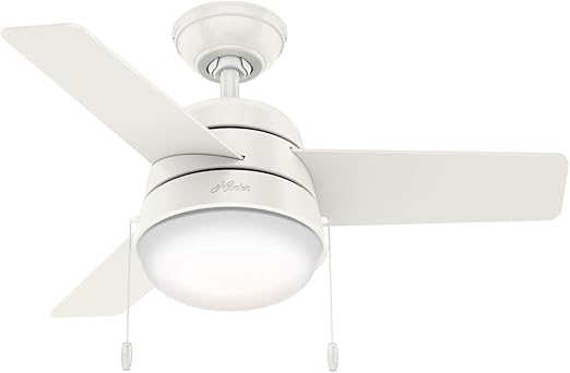 Hunter 36 Aker Fresh White Ceiling Fan With Light Ceiling Fans