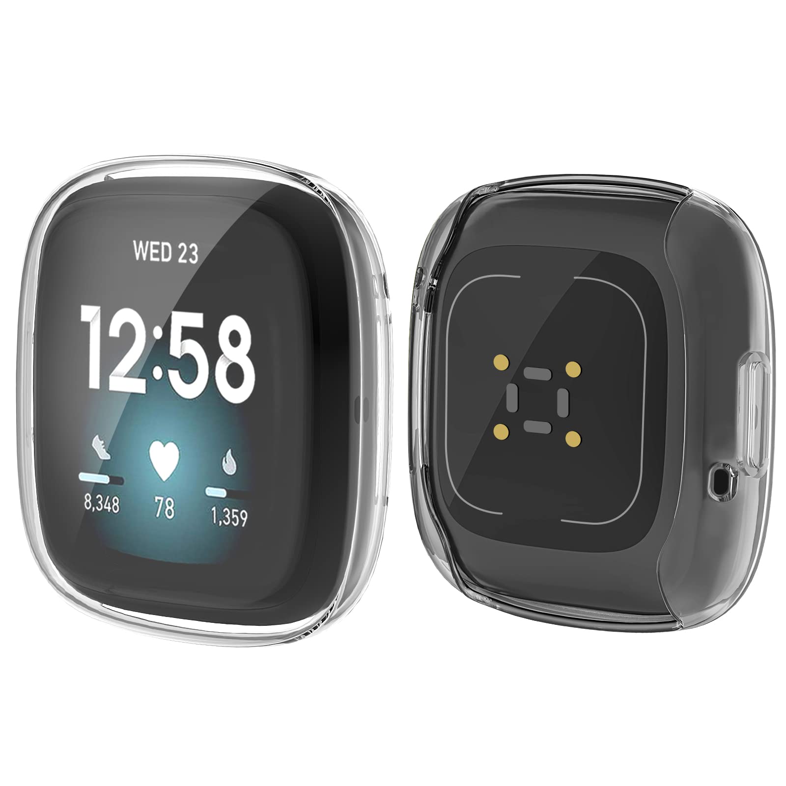 Yolin [2-Pack] All-around TPU Screen Protector Compatible with Fitbit Versa 3, Soft Protective Case For Fitbit Versa 3 (2 Transparent) — image 1