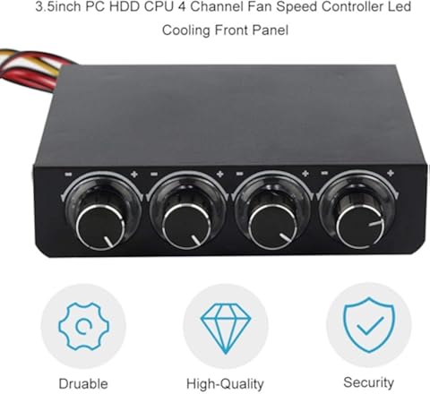 Caja de PC de 3.5 pulgadas PC HDD CPU Controlador de velocidad de ventilador de 4 canales con LED azul Control de ventilador de velocidad Panel frontal de refrigeración