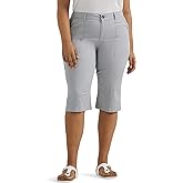 Lee Women's Plus Size Ultra Lux Comfort with Flex-to-Go Utility Skimmer Capri Pant Material Gray 14 Plus