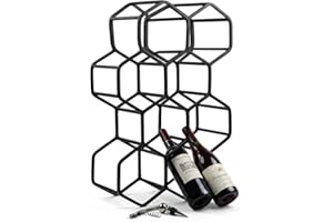 storeindya Wrought Iron Wine Rack Stand Bottle Holder with Natural Powder Coated in Carbon Black Iron Finish Holds up to Five